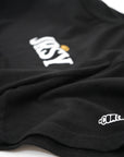 closeup of contant avenue black JRSY t-shirt