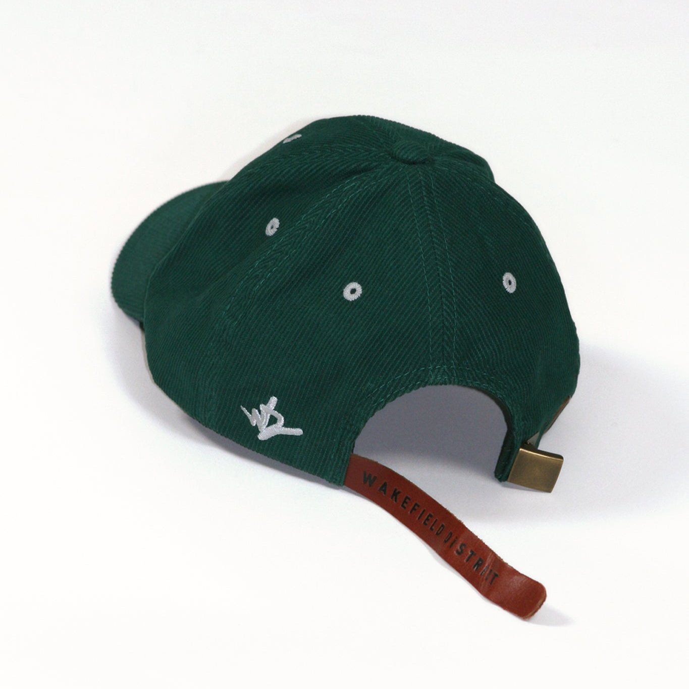 Back view of Wakefield District Jamaica corduroy hats in jasper green.